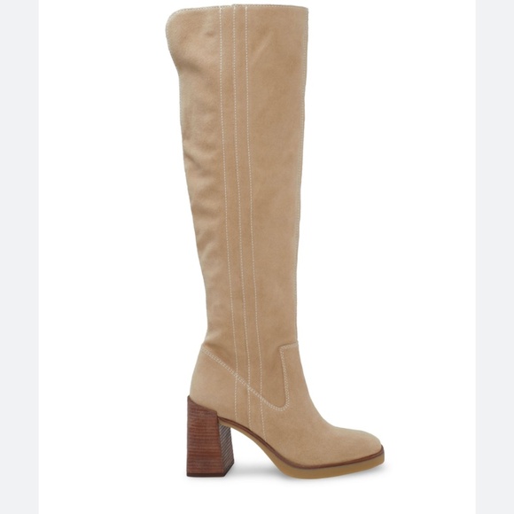 Vince Camuto Eyana Wide Calf Over The Knee Boots - Size 7 - Taupe - Picture 1 of 7